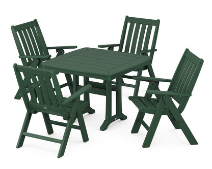 POLYWOOD Vineyard Folding 5-Piece Dining Set with Trestle Legs in Green