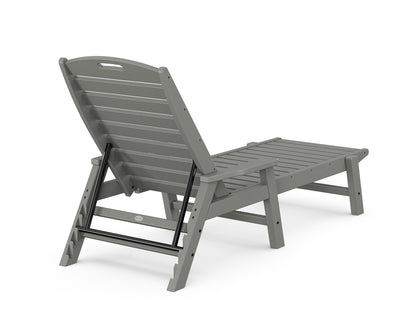 Angled view of the POLYWOOD Nautical Chaise with Arms in Slate Grey