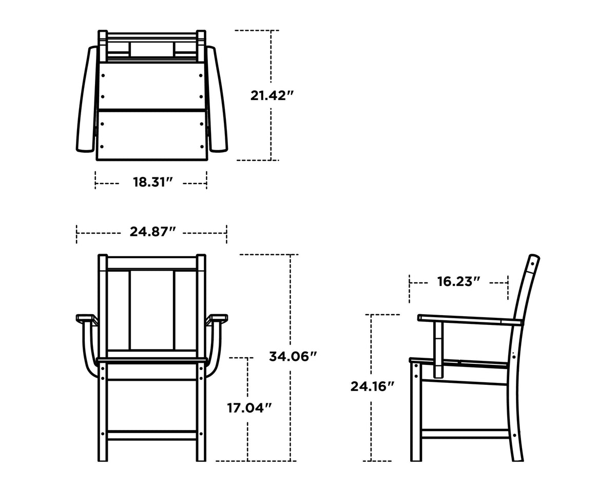 POLYWOOD Prairie Dining Arm Chair dimensions