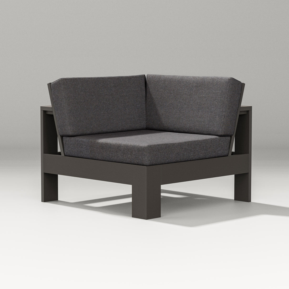POLYWOOD Latitude Modular Corner Chair in Vintage Coffee / Ash Charcoal