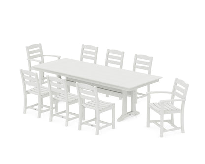 POLYWOOD La Casa Café 9-Piece Farmhouse Dining Set with Trestle Legs in Vintage White