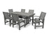 POLYWOOD Signature 7-Piece Farmhouse Dining Set with Trestle Legs in Slate Grey