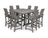 POLYWOOD Modern Adirondack 9-Piece Farmhouse Trestle Bar Set in Slate Grey