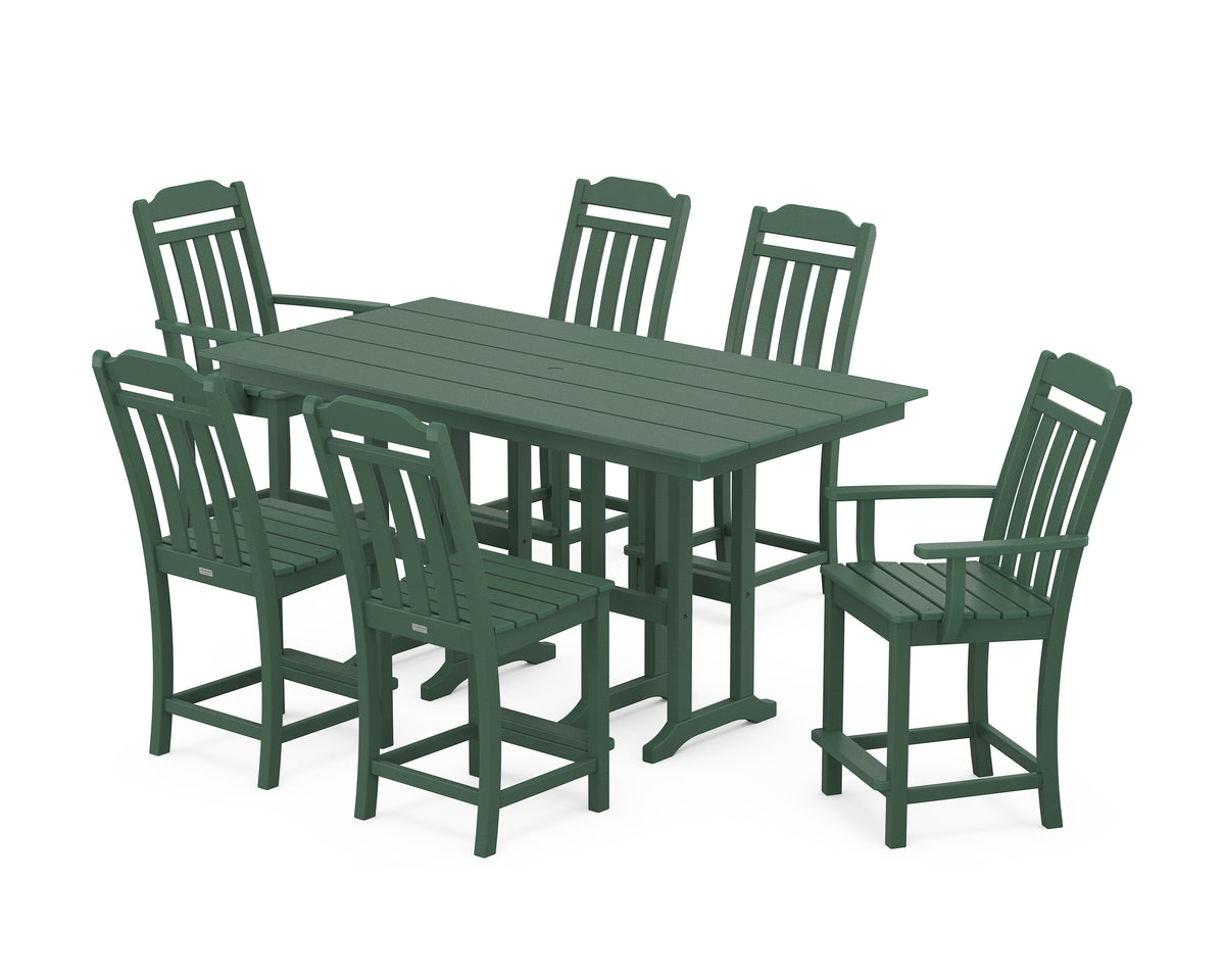 POLYWOOD Country Living Cottage 7-Piece Farmhouse Counter Set in Green