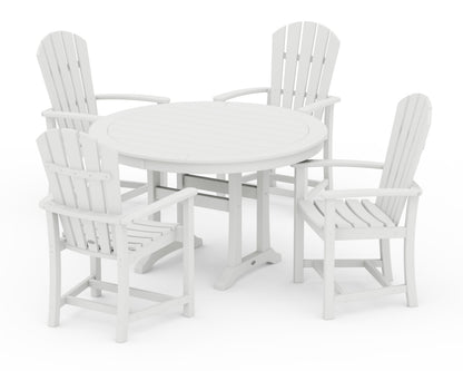 POLYWOOD Palm Coast 5-Piece Round Dining Set in White