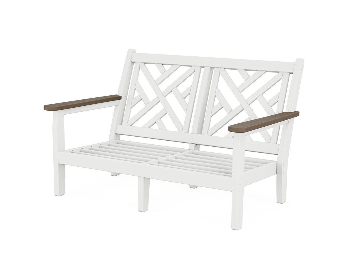 POLYWOOD Chippendale Deep Seating Loveseat Frame in White / Kona