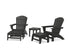 POLYWOOD 5-Piece Nautical Grand Adirondack Set with Ottomans and Side Table in Black