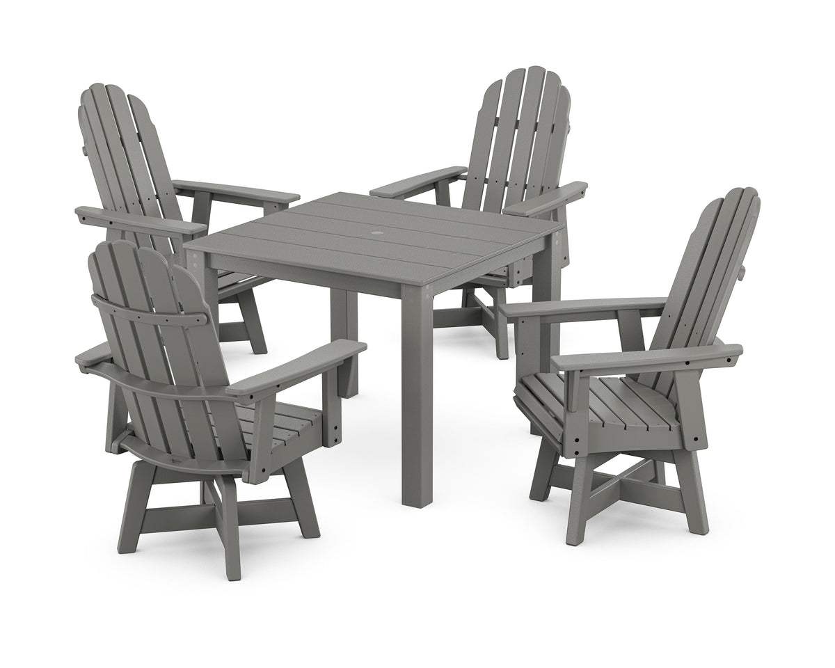 POLYWOOD Vineyard Curveback Adirondack 5-Piece Parsons Swivel Dining Set in Slate Grey