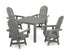 POLYWOOD Vineyard Curveback Adirondack 5-Piece Parsons Swivel Dining Set in Slate Grey