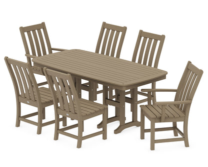 POLYWOOD Vineyard 7-Piece Dining Set - 37" x 72" Table in Vintage Sahara