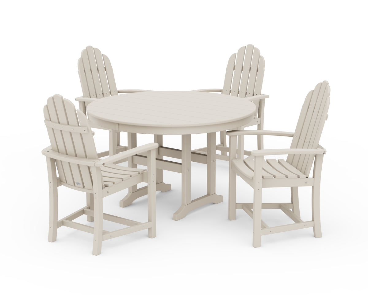 POLYWOOD Classic Adirondack 5-Piece Round Farmhouse Dining Set in Sand