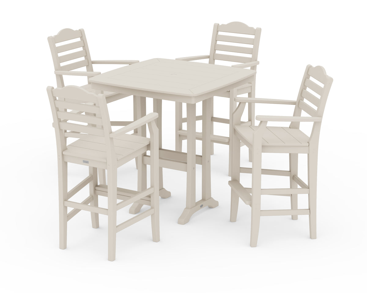 POLYWOOD Savannah 5-Piece Bar Set with Trestle Legs in Sand