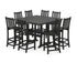 POLYWOOD Traditional Garden 9-Piece Nautical Trestle Bar Set in Black