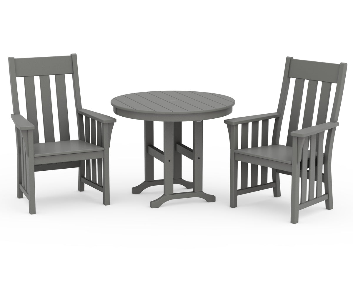 POLYWOOD Acadia 3-Piece Farmhouse Dining Set in Slate Grey