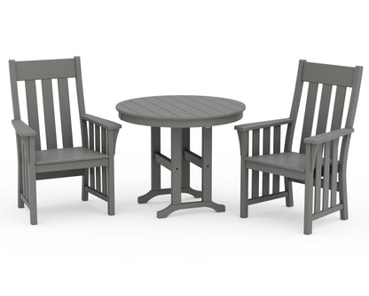 POLYWOOD Acadia 3-Piece Farmhouse Dining Set in Slate Grey
