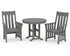 POLYWOOD Acadia 3-Piece Farmhouse Dining Set in Slate Grey