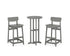 POLYWOOD Modern Studio Urban Lowback Bar Chair 3-Piece Bistro Set in Slate Grey