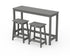 POLYWOOD Modern Studio Stool 3-Piece Counter Balcony Set in Slate Grey