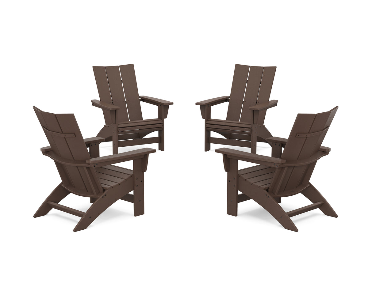 POLYWOOD 4-Piece Modern Grand Adirondack Chair Conversation Set in Mahogany
