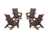 POLYWOOD 4-Piece Modern Grand Adirondack Chair Conversation Set in Mahogany