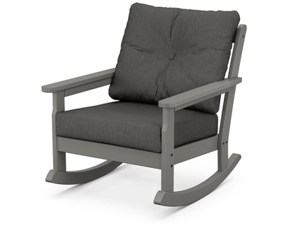 POLYWOOD Vineyard Deep Seating Rocking Chair in Slate Grey / Spectrum Carbon