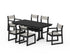 POLYWOOD EDGE Sling 7-Piece Farmhouse Trestle Dining Set in Black / Birch