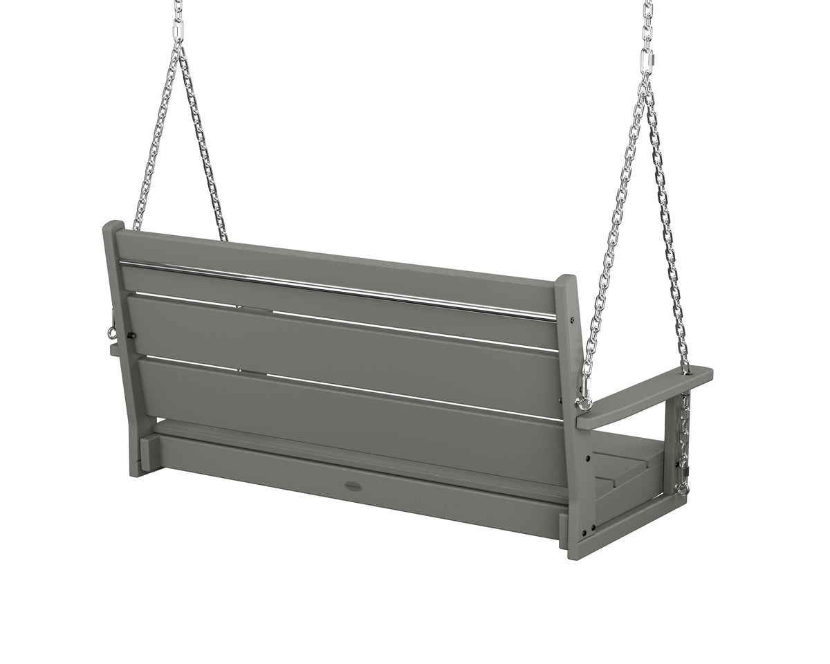 Angled view of the POLYWOOD Lakeside 48" Swing in Slate Grey