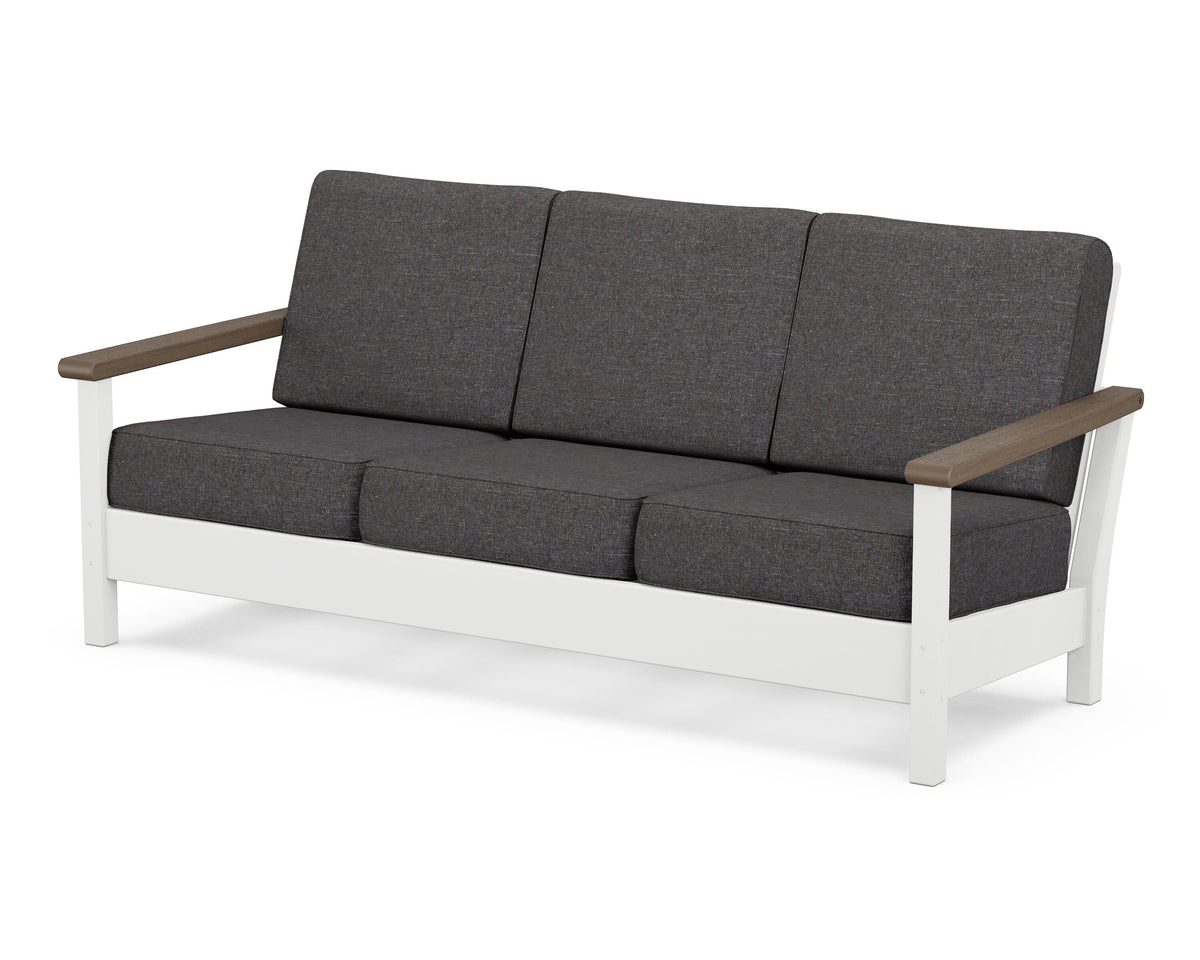 POLYWOOD Harbour Deep Seating Sofa in White / Kona / Ash Charcoal