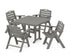 POLYWOOD Nautical Folding Lowback Chair 5-Piece Farmhouse Dining Set in Slate Grey