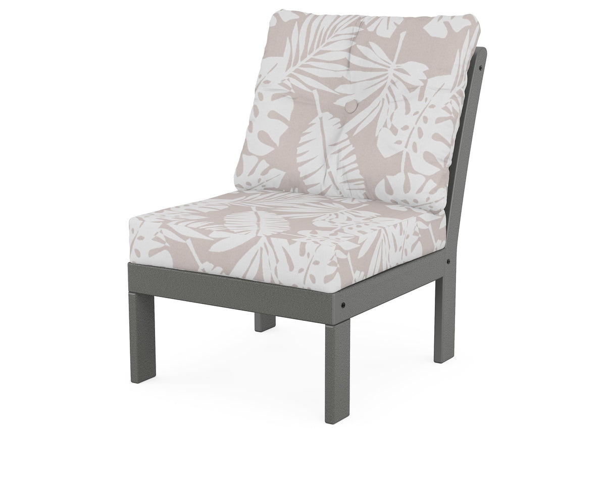 POLYWOOD Vineyard Modular Armless Chair in Slate Grey / Leaf Dune Burlap