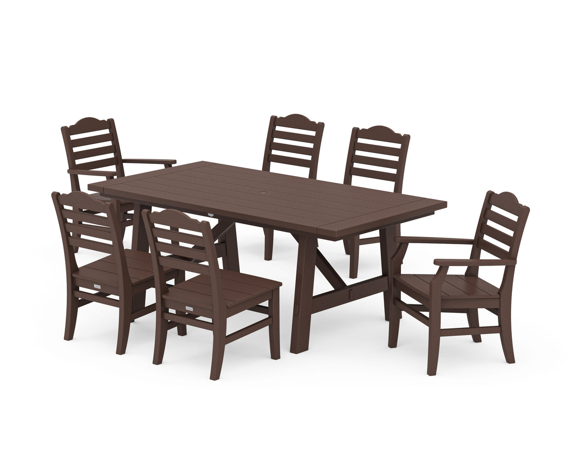 POLYWOOD Savannah 7-Piece Rustic Farmhouse Dining Set in Mahogany