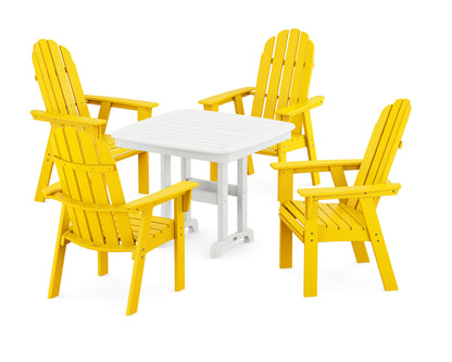 POLYWOOD Vineyard Curveback Adirondack 5-Piece Dining Set - 37" Table in Lemon / White