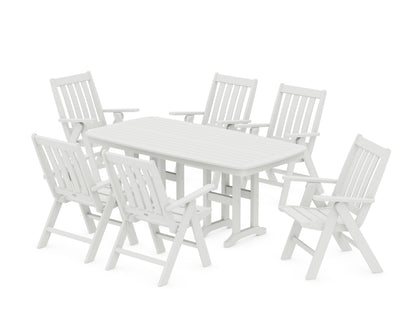 POLYWOOD Vineyard Folding Chair 7-Piece Dining Set in Vintage White