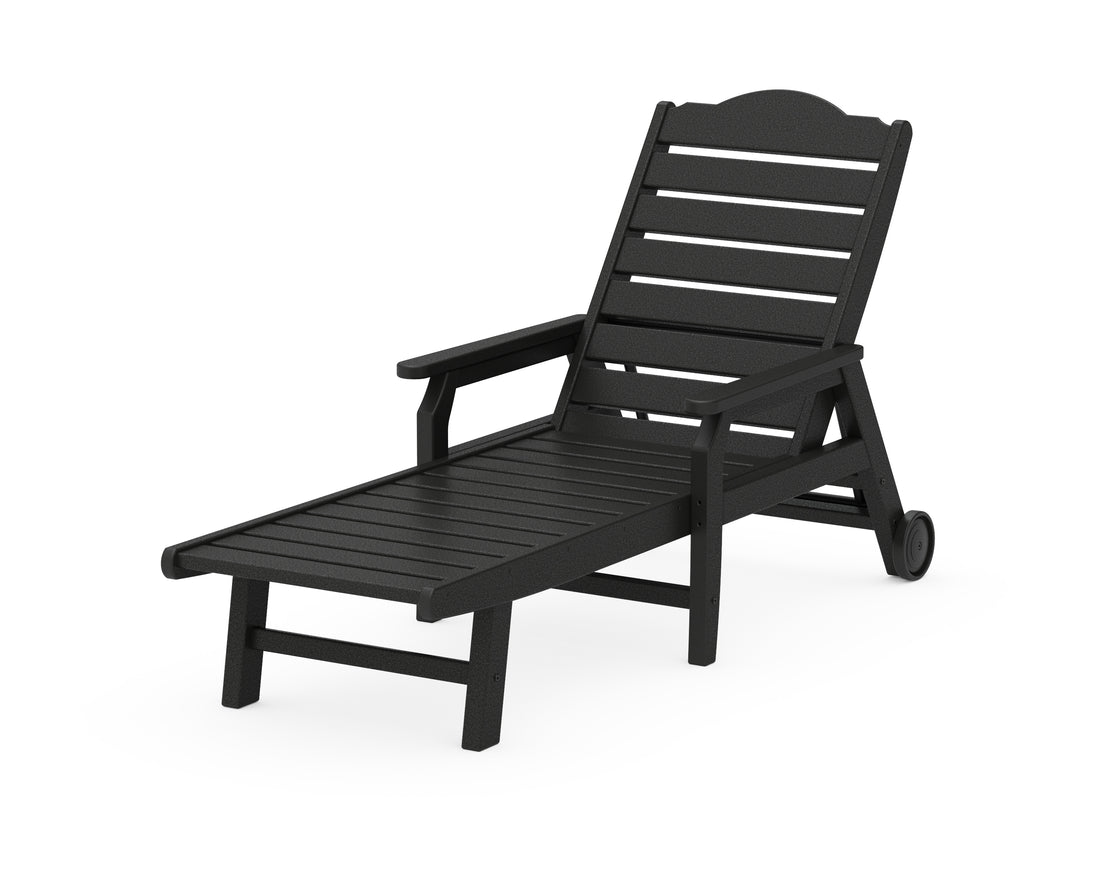 POLYWOOD Savannah Chaise with Arms and Wheels in Black