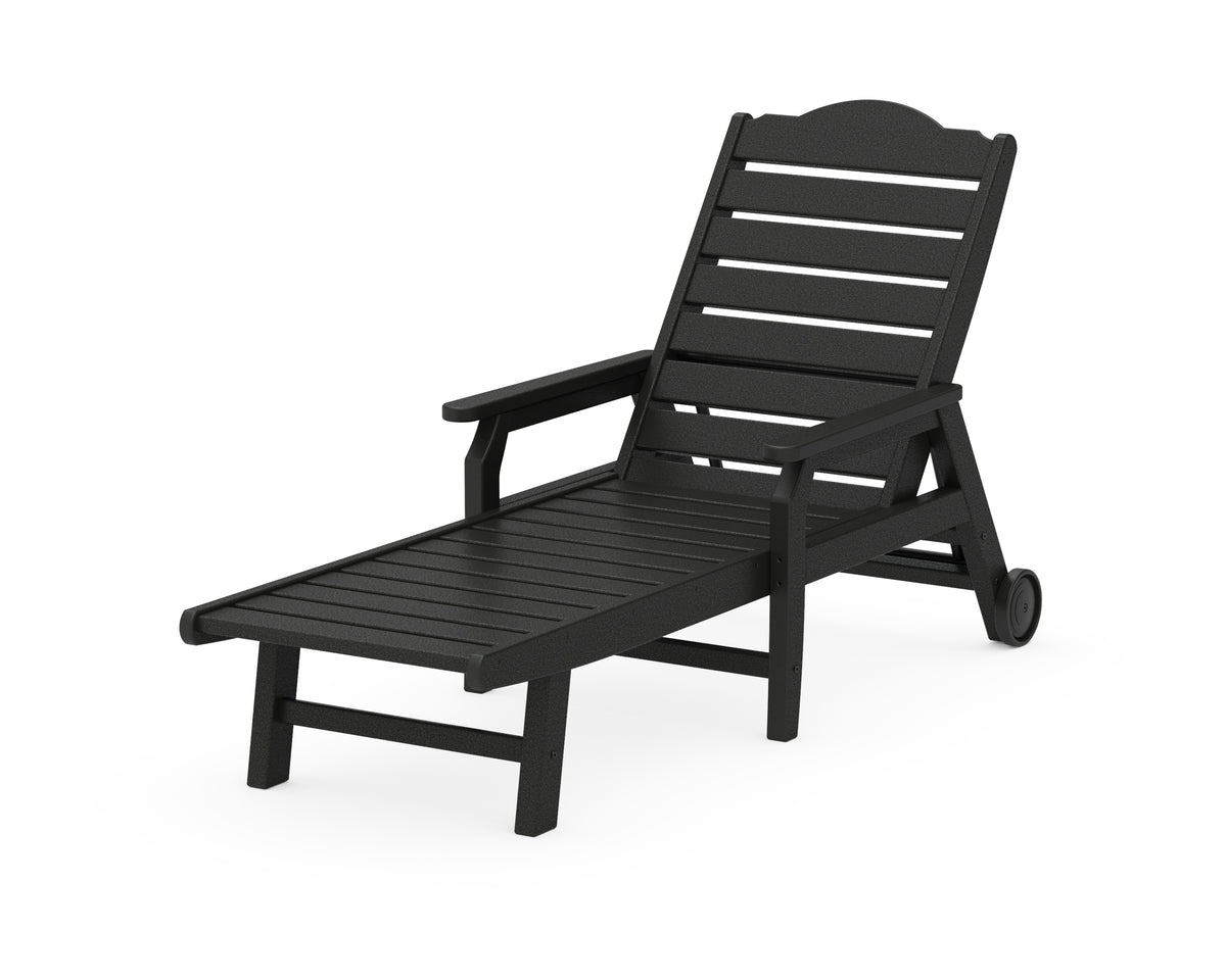 POLYWOOD Savannah Chaise with Arms and Wheels in Black