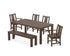 POLYWOOD Prairie 6-Piece Parsons Dining Set with Bench with Prairie Dining Side Chair in Mahogany