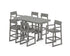 POLYWOOD EDGE 7-Piece Farmhouse Bar Set with Trestle Legs in Slate Grey