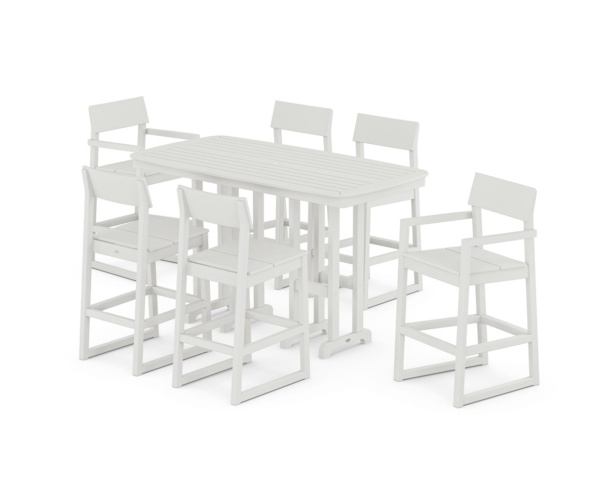 POLYWOOD EDGE 7-Piece Bar Set in Vintage White