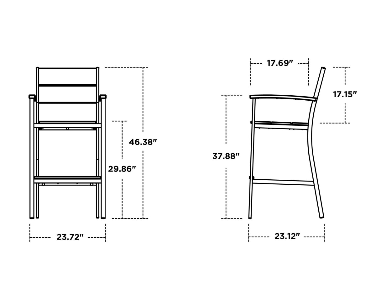 POLYWOOD Main Street Bar Arm Chair dimensions