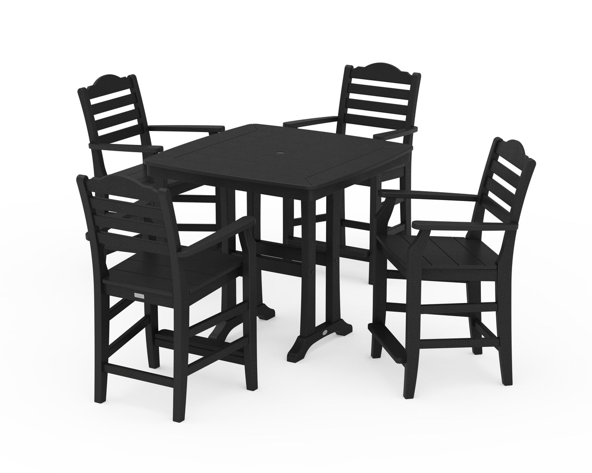 POLYWOOD Savannah 5-Piece Counter Set with Trestle Legs in Black