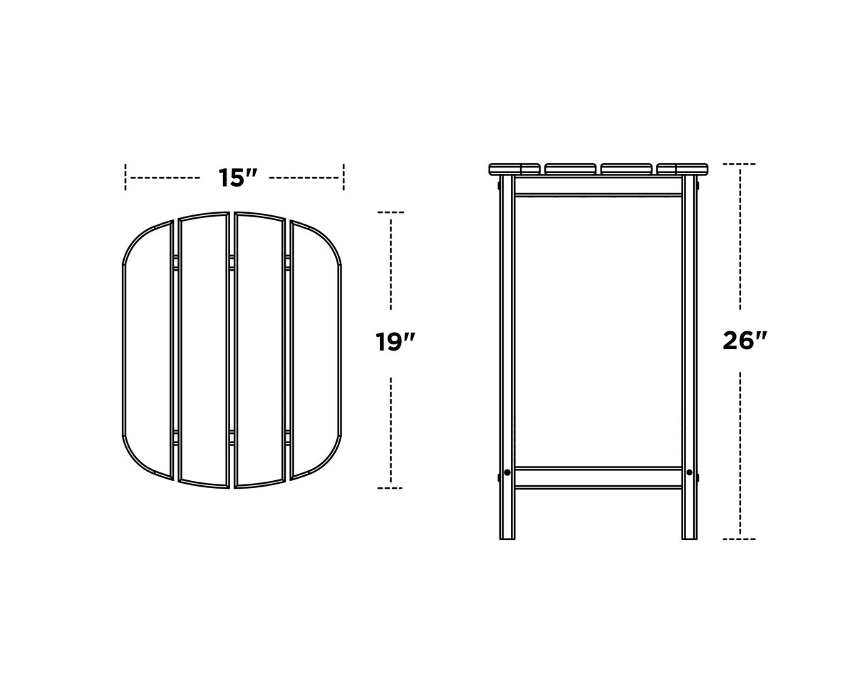 POLYWOOD South Beach 26" Counter Side Table dimensions