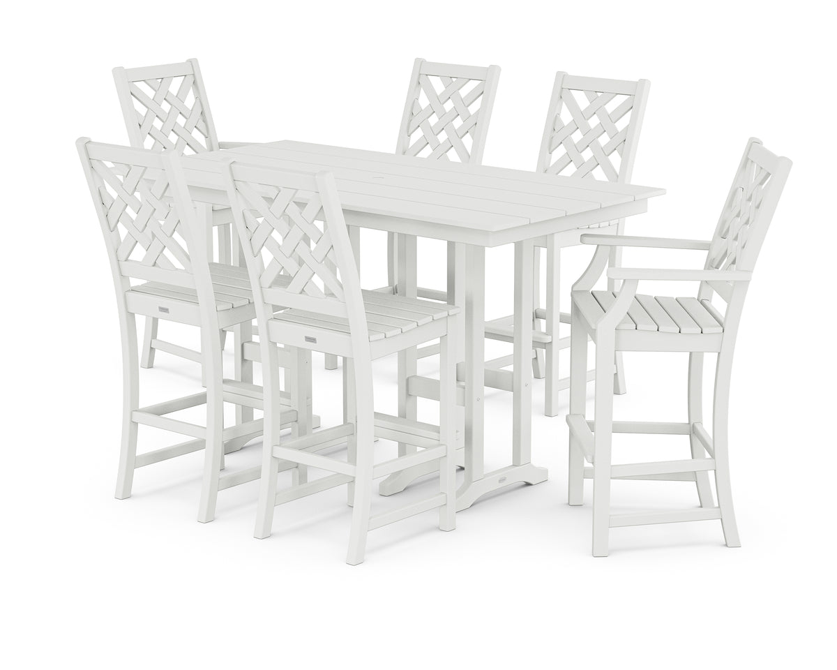 POLYWOOD Country Living Wovendale 7-Piece Farmhouse Bar Set in White
