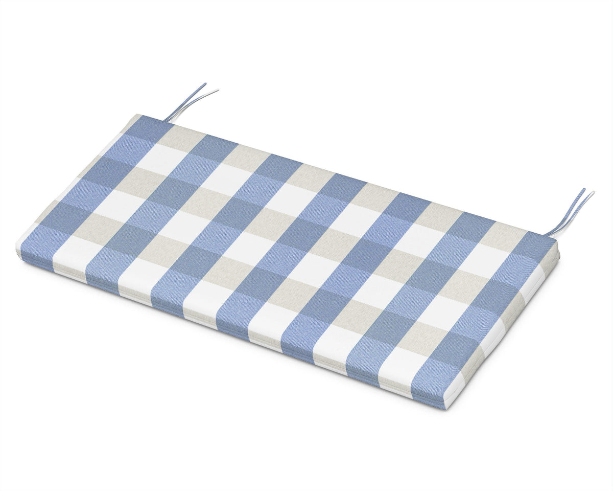 POLYWOOD Bench Seat Cushion - 17.5"D x 45.5"W x 2.5"H in Buffalo Plaid Sky Blue