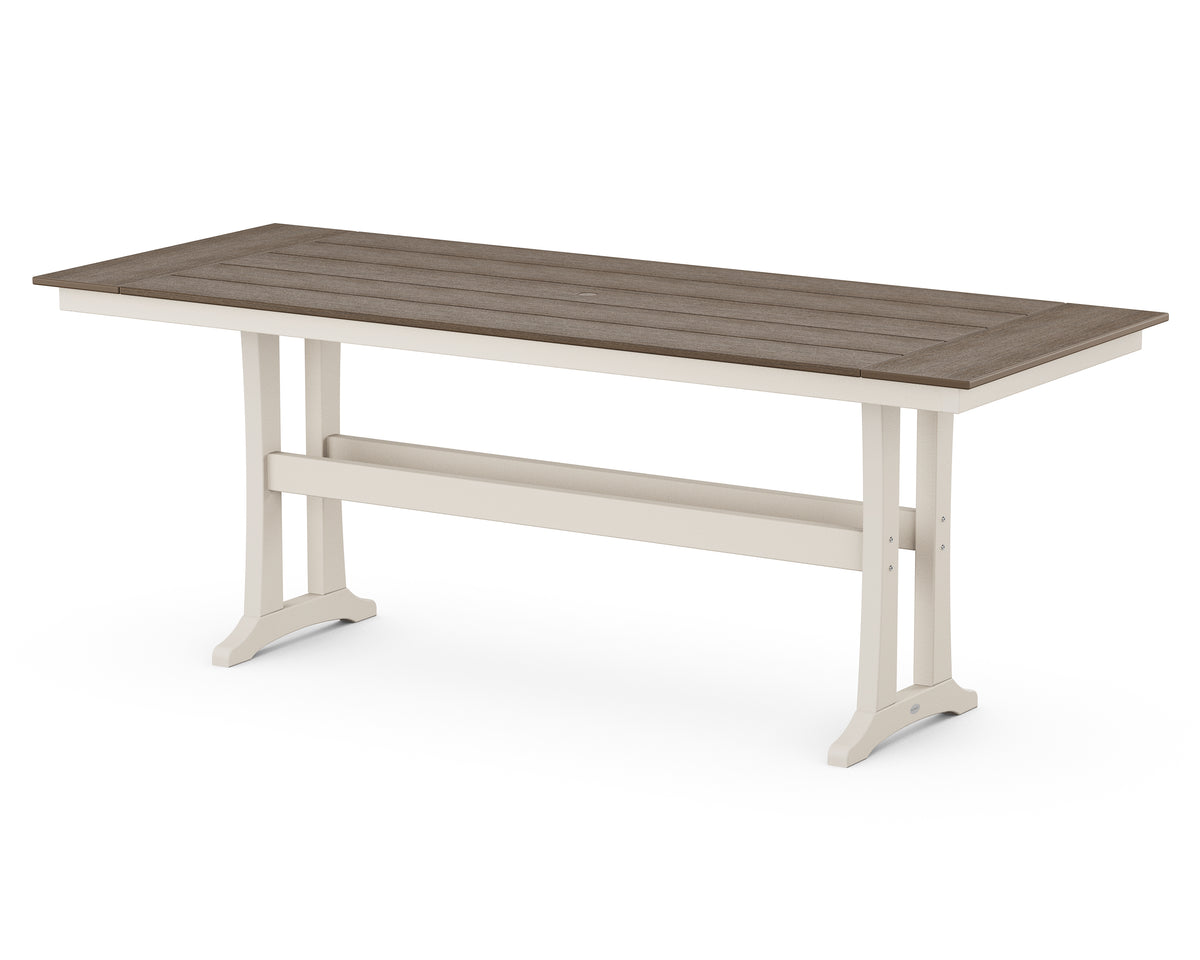 POLYWOOD Farmhouse Trestle 38" x 96" Counter Table in Sand / Kona
