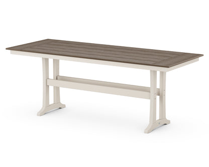 POLYWOOD Farmhouse Trestle 38" x 96" Counter Table in Sand / Kona