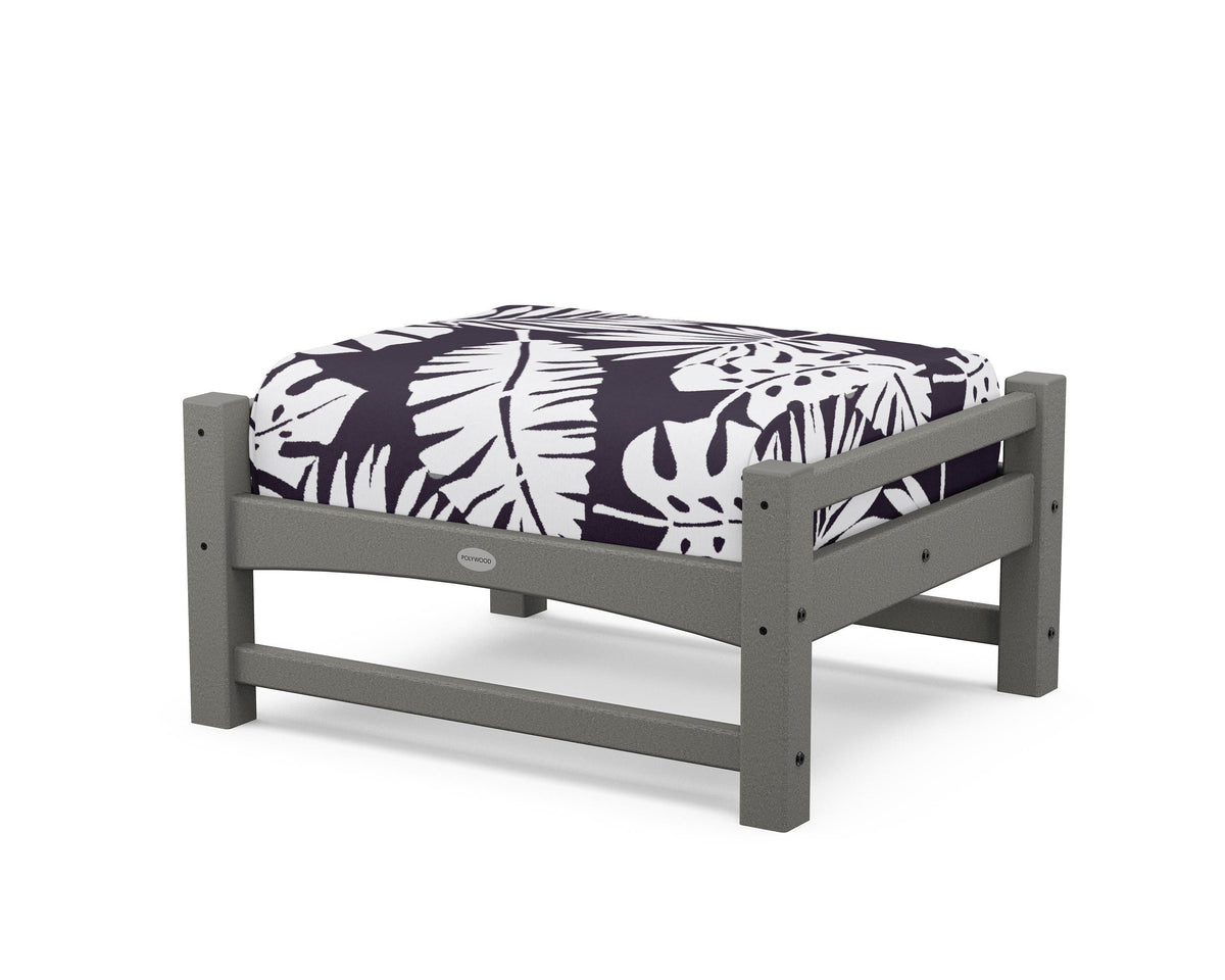 POLYWOOD Club Ottoman in Slate Grey / Leaf Navy