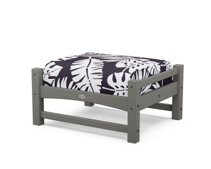 POLYWOOD Club Ottoman in Slate Grey / Leaf Navy
