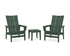 POLYWOOD 3-Piece Modern Grand Upright Adirondack Set in Green