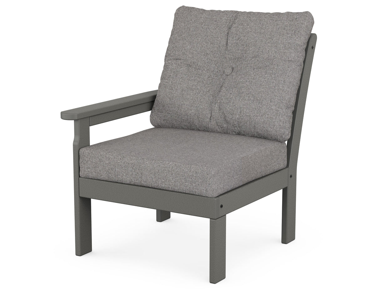 POLYWOOD Vineyard Modular Left Arm Chair in Slate Grey / Grey Mist