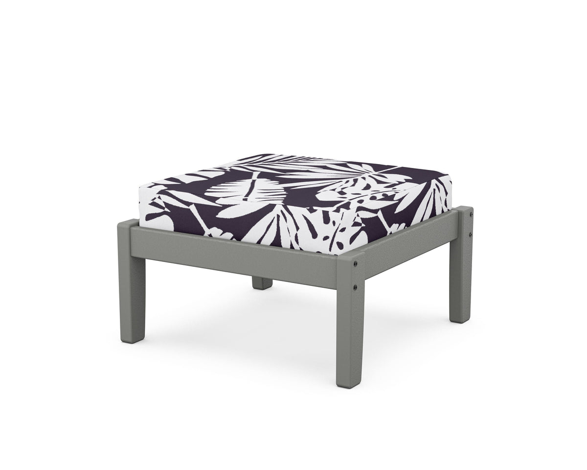 POLYWOOD Deep Seating Ottoman in Slate Grey / Leaf Navy